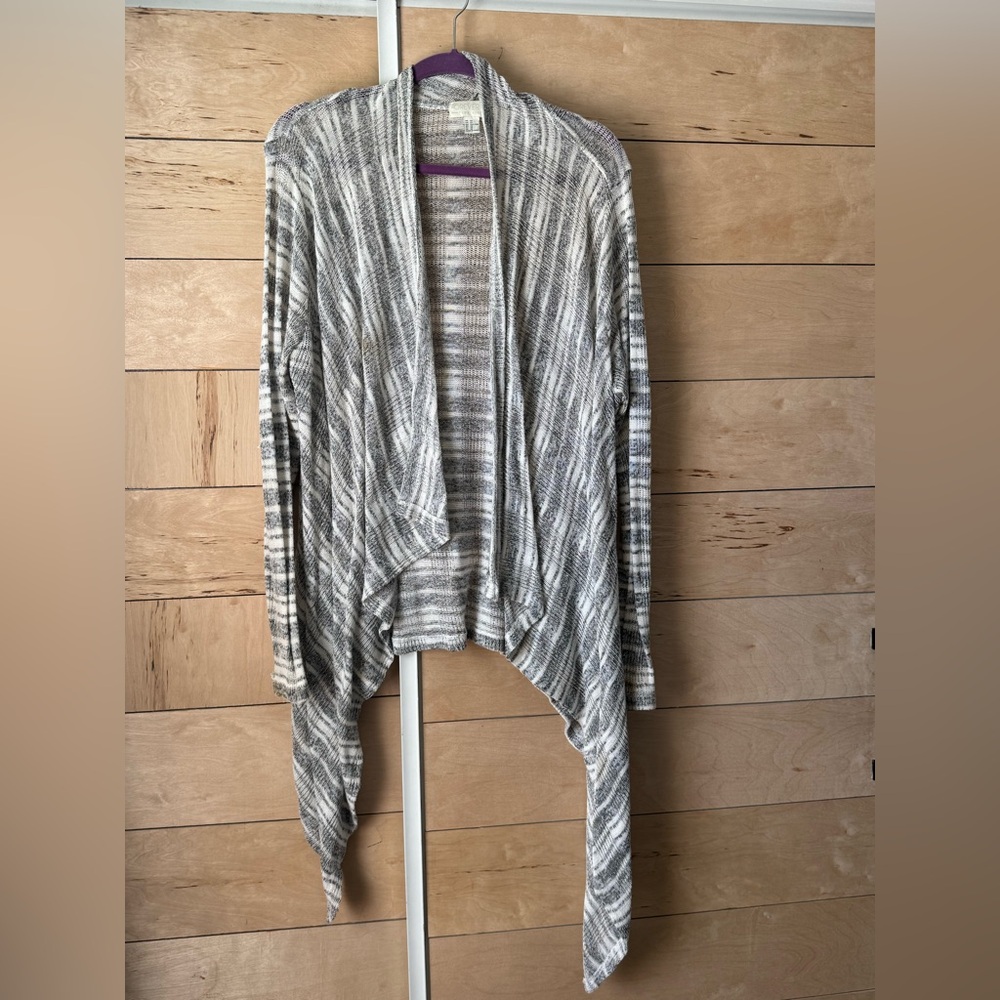 Striped Gray Sweater waterfall cardigan‎